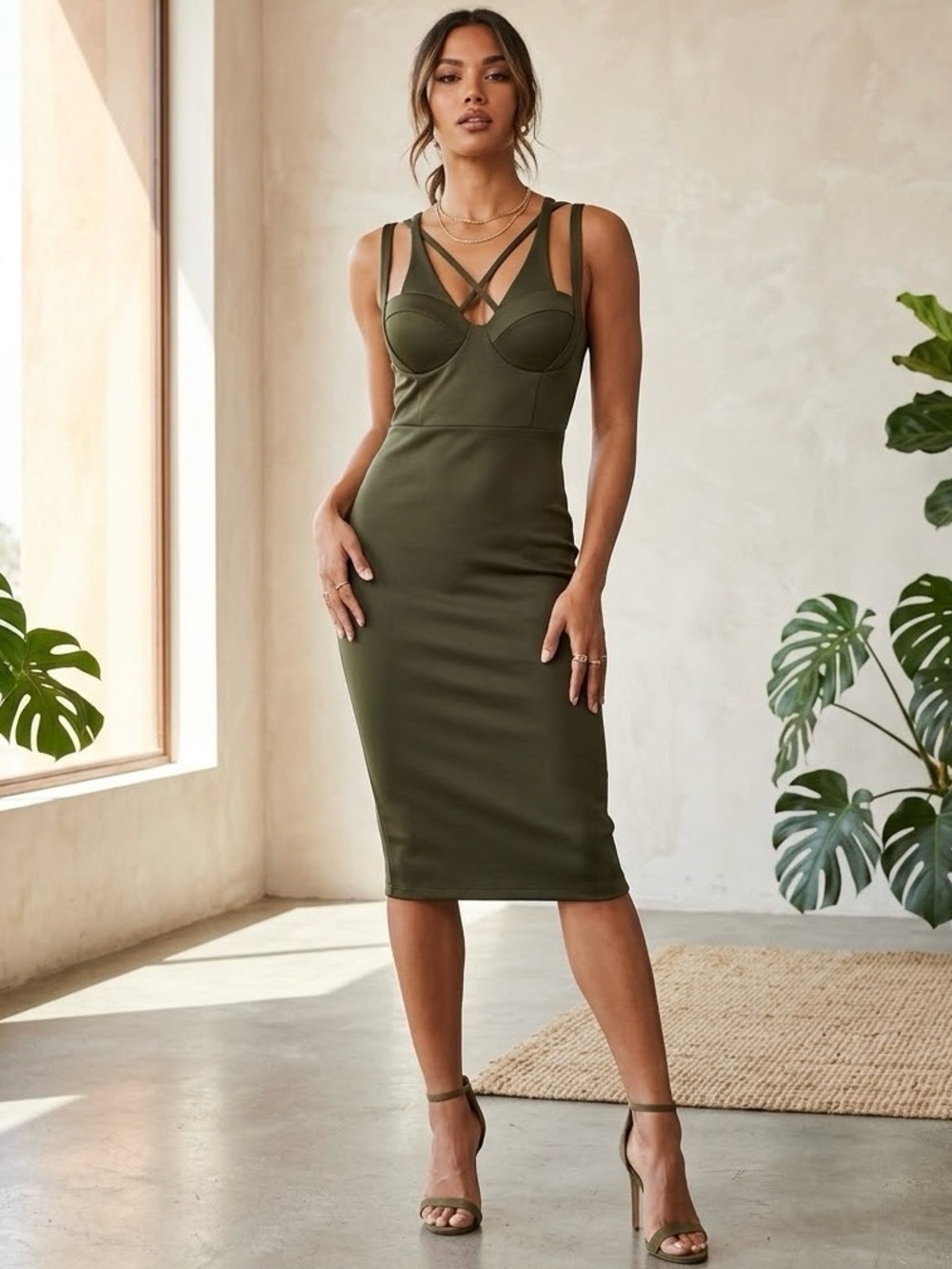 ASOS Design Structured Strappy Bustier Bodycon Midi 8 Rare Style